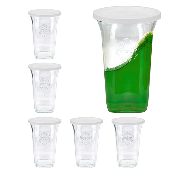 6er Set Weck Quentin 795 ml + 6 Frischhaltedeckel