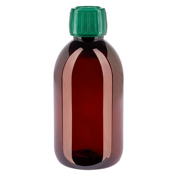 PET Flasche 250ml mit grünem Verschluss Originalitätsverschluss PET Flasche 250ml mit grünem Verschluss Originalitätsverschluss