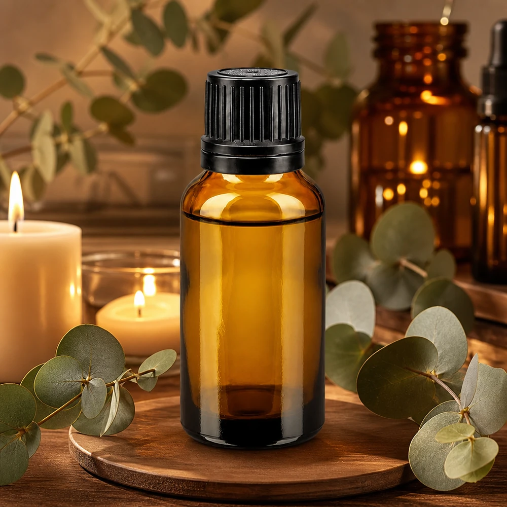 Dunkle Apothekerflasche 20ml mit kindersicherem OV-Verschluss schwarz Braunglas