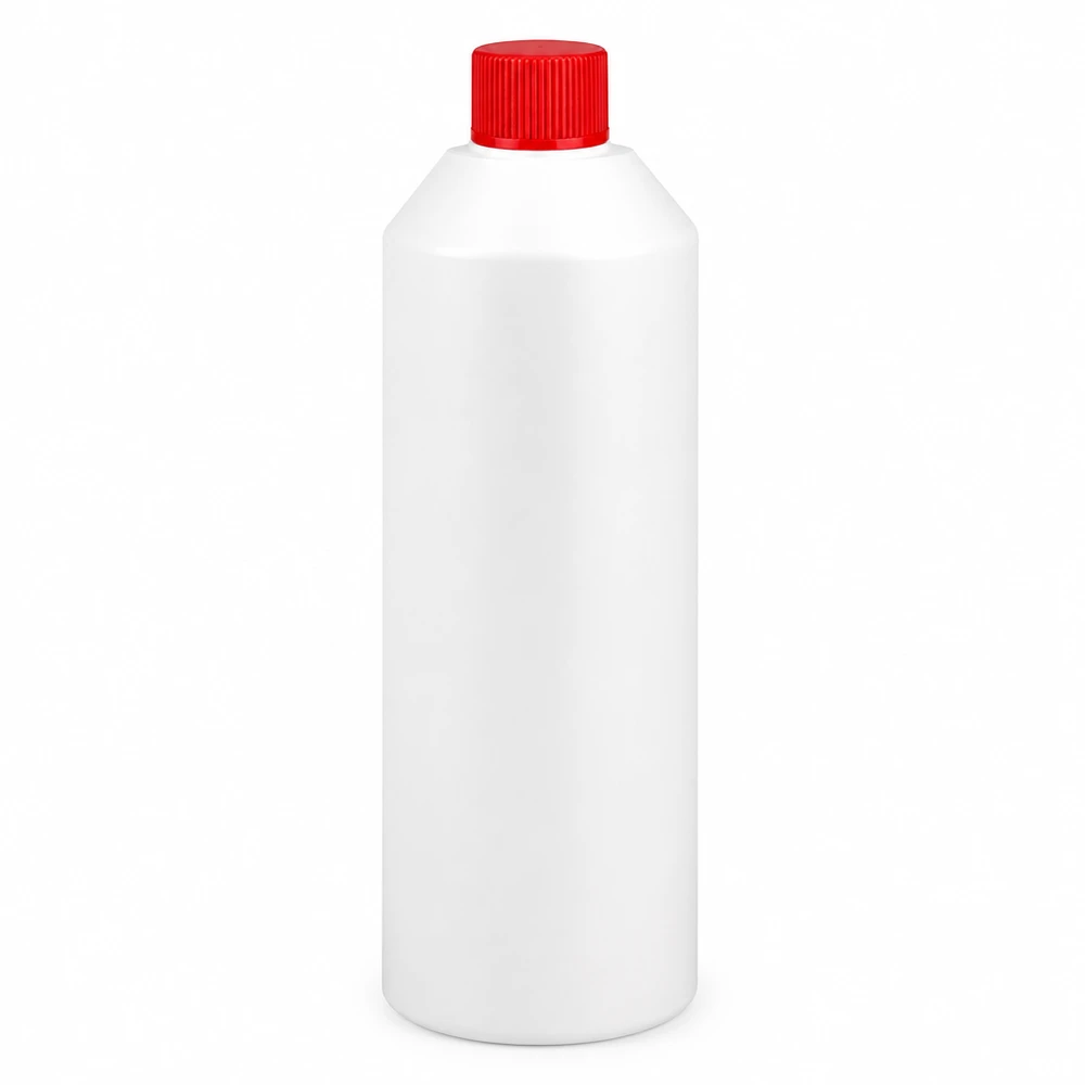 HDPE Apothekerflasche 250ml weiß mit rotem SV für sichere Lagerung von Flüssigkeiten