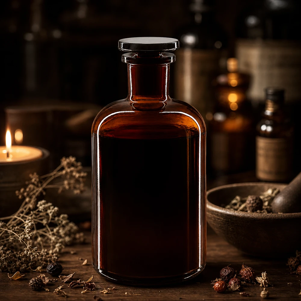 Historische Apothekenform 500ml Braunglas Flasche Enghals Glasstopfen Kräuteraufbewahrung