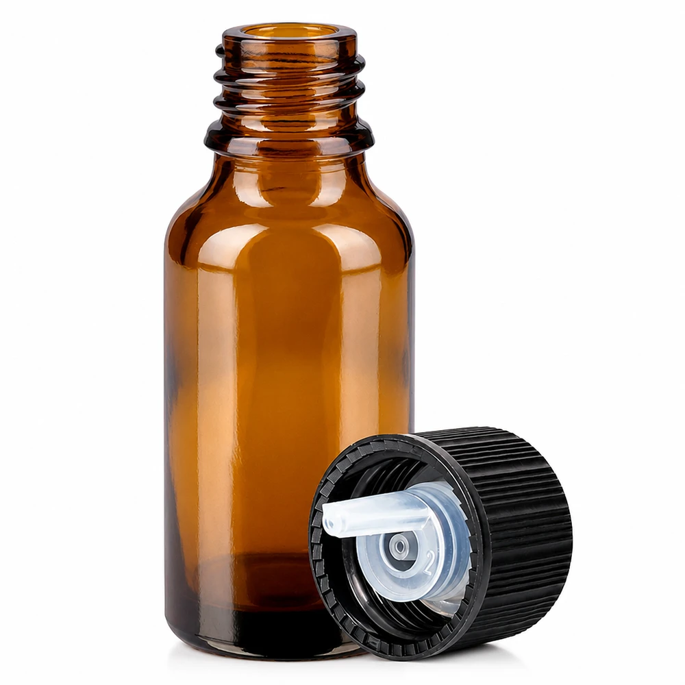 Hochwertige 20ml Braunglasflasche mit schwarzem Tropfdeckel für Laboranwendungen