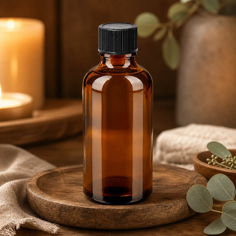 50ml Apotheker Tropfflasche in klassischem Braunglas mit schwarzer UT18 Verschlusskappe