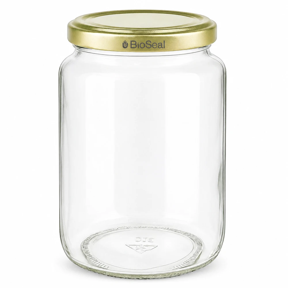 1000g Honigglas mit goldenem Deckel BioSeal UNiTWIST 1000g Honigglas leer mit goldenem BioSeal Deckel für Honig Marmelade und Einmachen aus klarem Glas