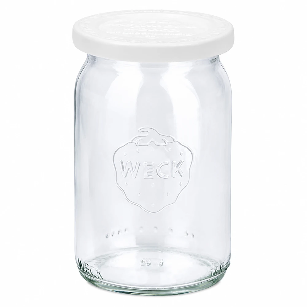 145ml Zylinderglas mit Frischedeck. WECK RR40 WECK Zylinderglas 145ml mit weißem Frischedeckel RR40 Einmachglas leer transparent
