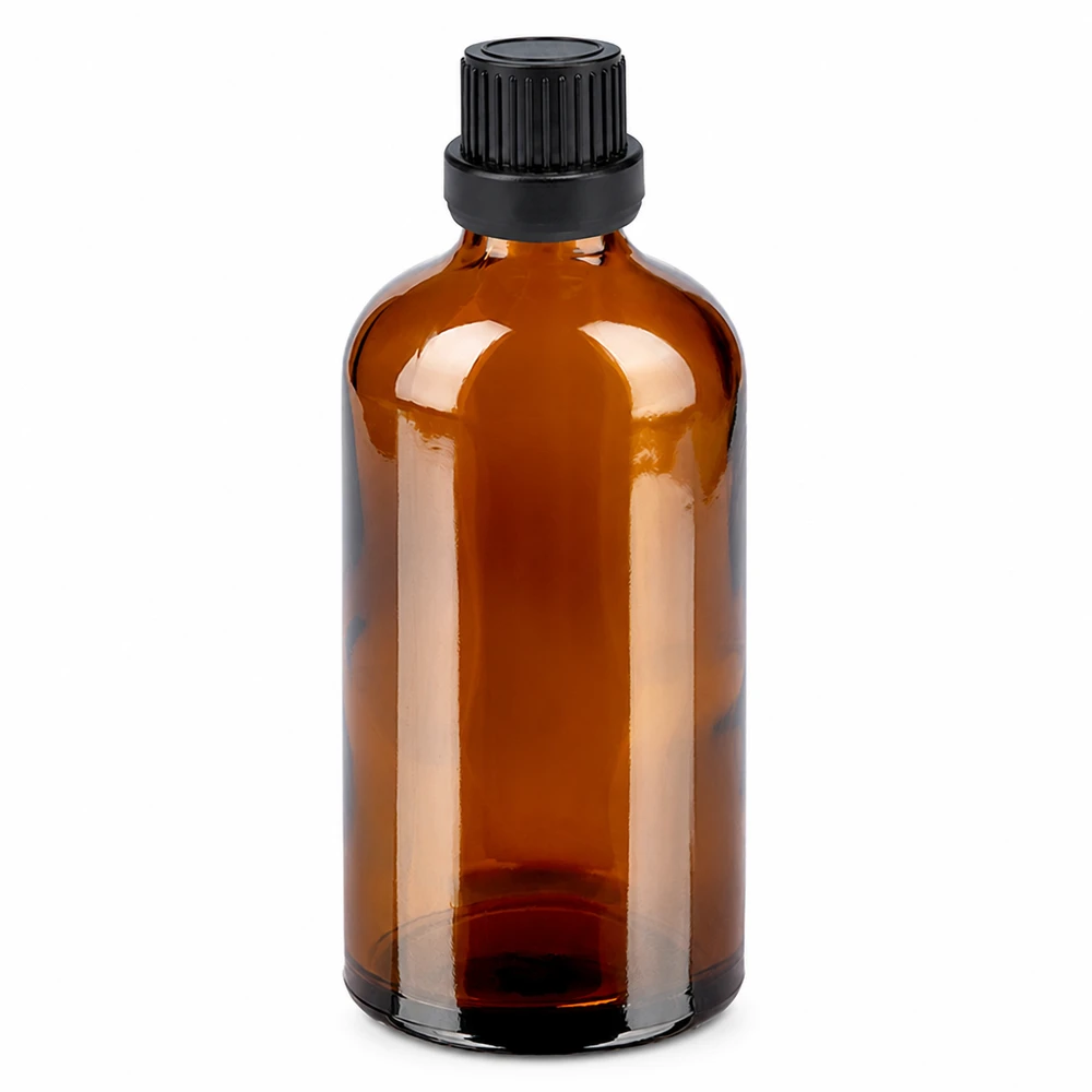 Kleine 100ml Glasflasche braun mit Tropfeinsatz ideal für Kosmetik und Naturheilkunde