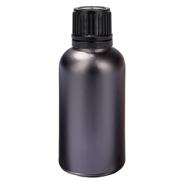 30ml Globuliflasche 3mm Giessring schwarz Originalitätsverschluss BlackL. UT18/30