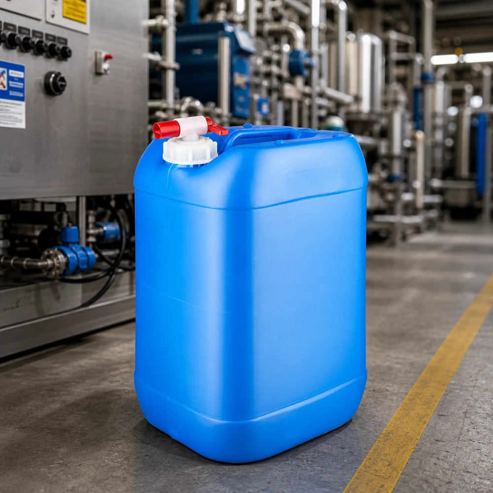 Kanister 25 Liter blau mit Auslaufhahn Stapelbarer Kunststoffkanister 25L blau mit Dosierhahn für gewerbliche Flüssigkeitsausgabe