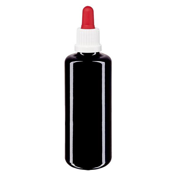 Apothekenflasche violett 50ml Pipette weiß/rot Originalitätsverschluss