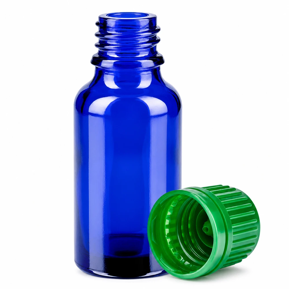 20ml Flasche 11mm Schraubverschluss grün Originalitätsverschluss BlueLine UT18/20 Professionelle blaue 20ml Flasche mit Gewindehals für Labor und Kosmetikindustrie