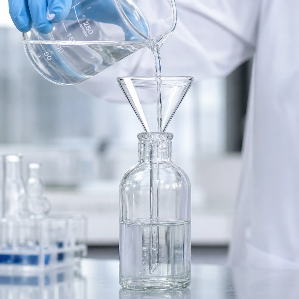Trichter ø70mm Kalk-Soda, Winkel 60°, Kurzstil Professioneller Labortrichter 70mm Durchmesser aus säurebeständigem Kalk-Soda-Glas mit kurzer Bauform