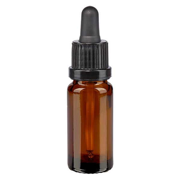 Apothekenfl. braun 10ml Pipette schwarz/schwarz OV Apothekenfl. braun 10ml Pipette schwarz/schwarz OV