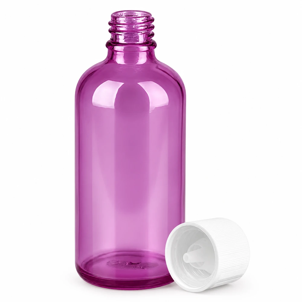 100ml Tropfflasche 1.2mm weiß Standard Kindersicher PurpleLine. UT18/100 Runde Tropfflasche 100ml mit kindersicherem Verschluss perfekt für Augentropfen und Liquids