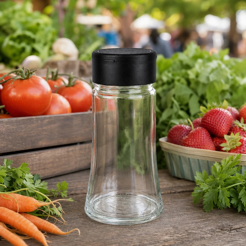 Salz-/Gewürzglas 95ml mit Streuer schwarz