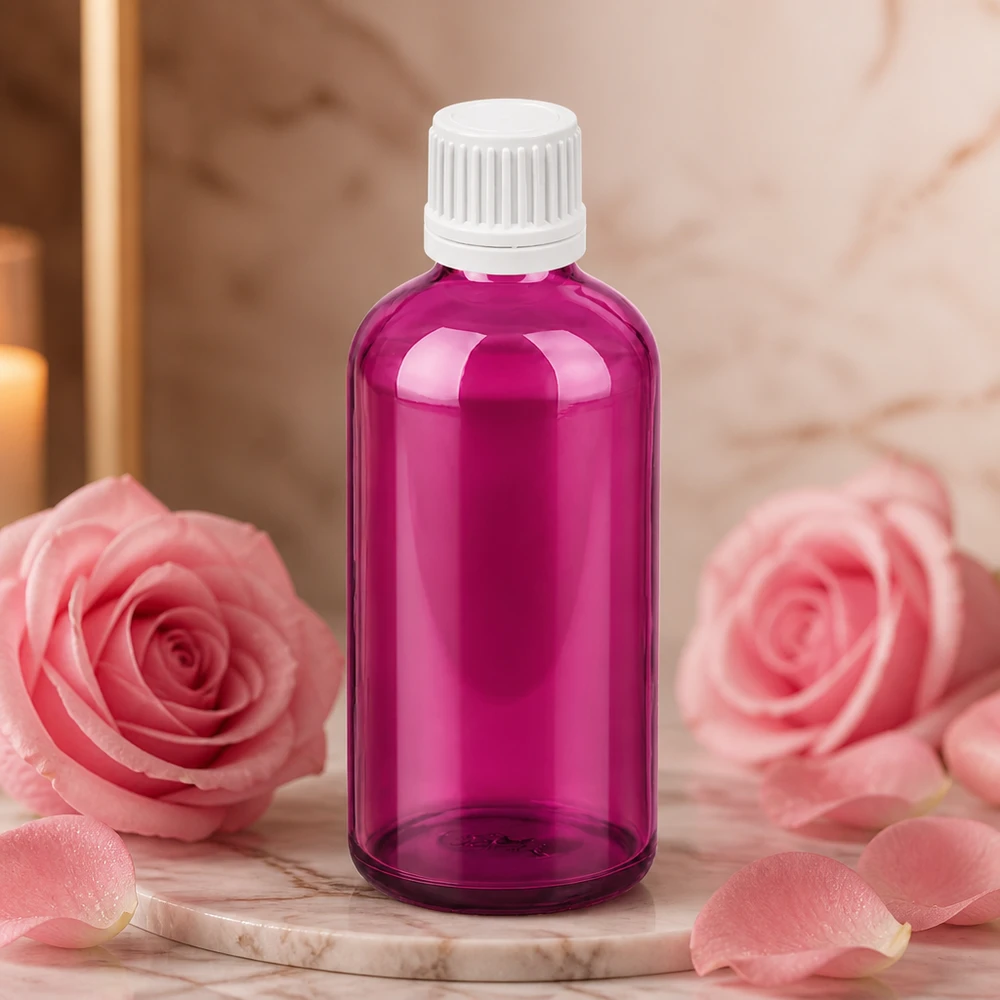 100ml Flasche 11mm Schraubverschluss weiss Originalität Schraubverschlusserschluss PurpleLine UT18/100 Elegante lila Glasflasche 100ml mit praktischem Schraubverschluss für professionelle Produktabfüllung