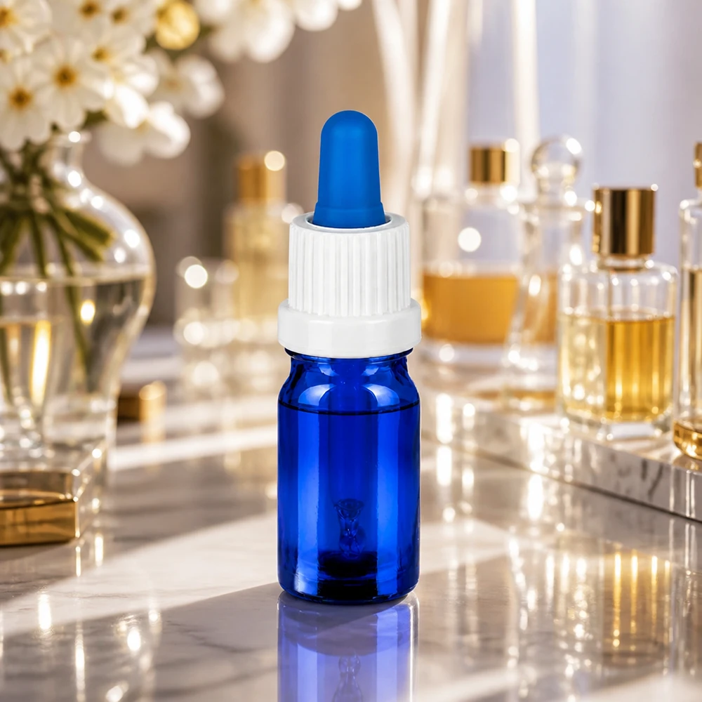 5ml Pipettenflasche weiß/blau Originalitätsverschluss BlueLine UT18/5 Apotheker-Flasche 5ml in klassischem Blau mit kindersicherem weißem Schraubverschluss