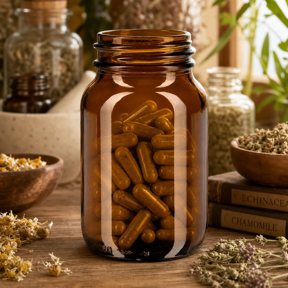 250ml Weithalsflasche Braunglas Traditionelle 250ml Weithalsflasche aus Braunglas im klassischen Apothekerflaschen Design