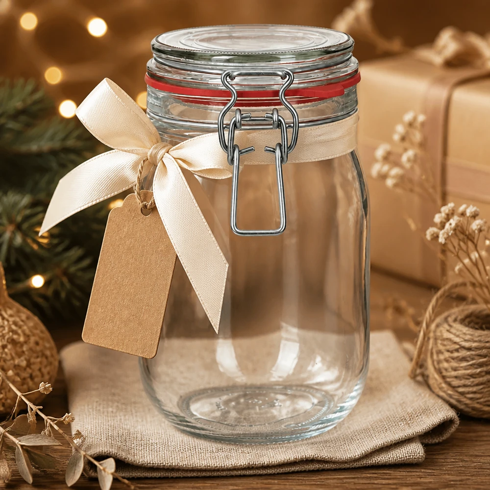 Nachhaltiges 1140ml Vorratsglas mit Bügelverschluss als Alternative zu Plastikdosen