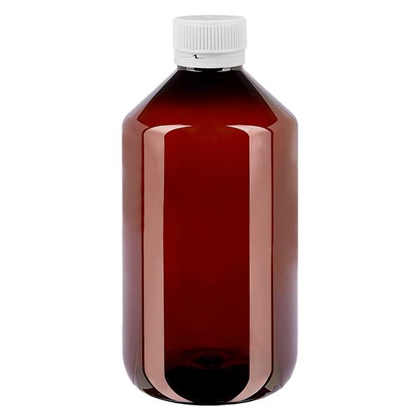 PET Flasche 500ml mit weißem Originalitätsverschluss geriffelt PET Flasche 500ml mit weißem Originalitätsverschluss geriffelt