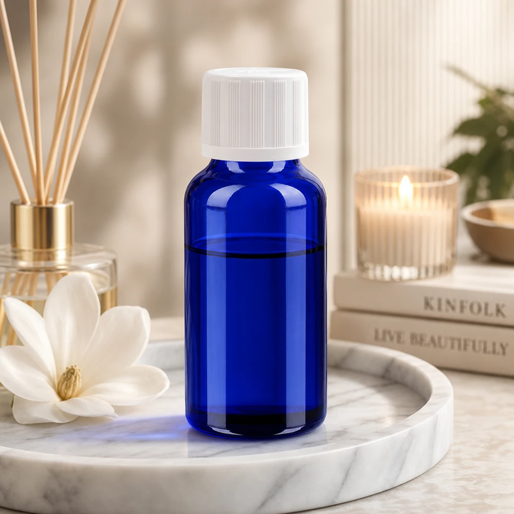 20ml Flasche 11mm Schraubverschluss weiß Standard Kindersicherung BlueLine UT18/20 Vielseitige 20ml Glasflasche in klassischem Apothekerblau für DIY-Kosmetik und Naturprodukte