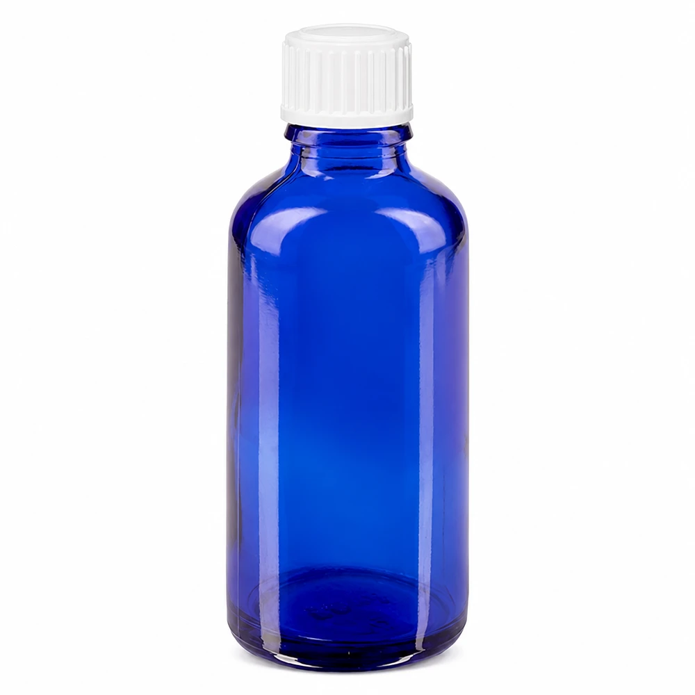 ApoGlas Tropfflasche 50ml blau mit präzisem 0,9mm Tropfer ideal für Tinkturen und Öle
