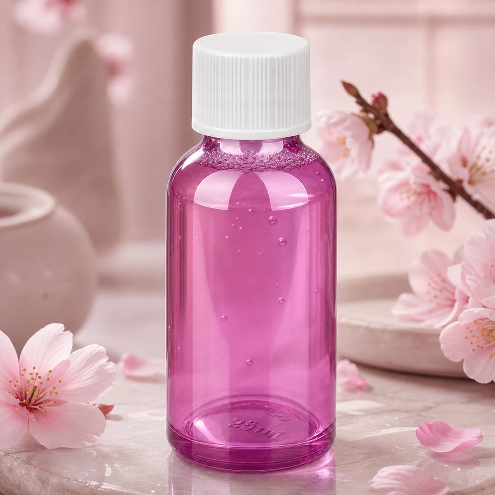 30ml Flasche in elegantem Violett mit weißem Verschluss perfekt für Naturkosmetik
