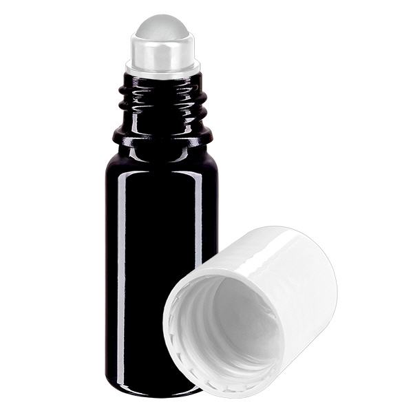Apothekenflasche violett 10ml Roll-On Verschluss weiß Apothekenflasche violett 10ml Roll-On Verschluss weiß