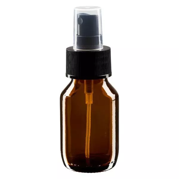 50ml Medizinflasche braun, Pumpzerstäuber schwarz ApoGlas