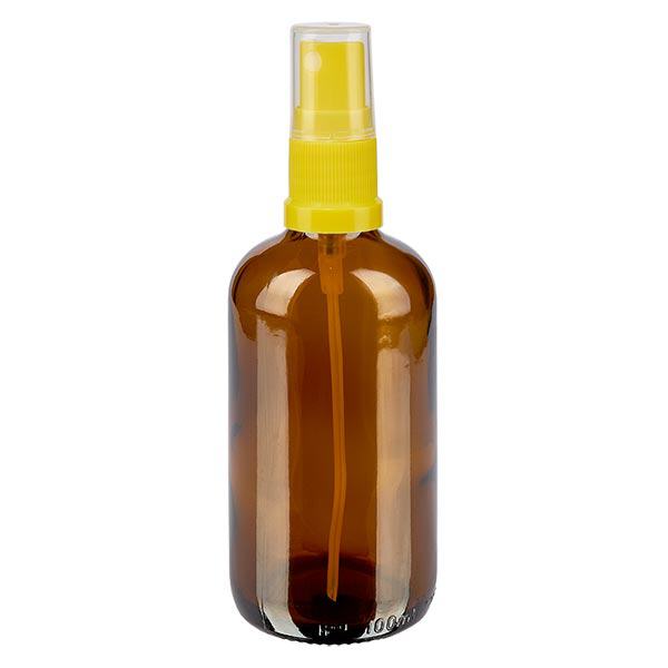 Apothekenflasche braun 100ml Sprayaufsatz gelb