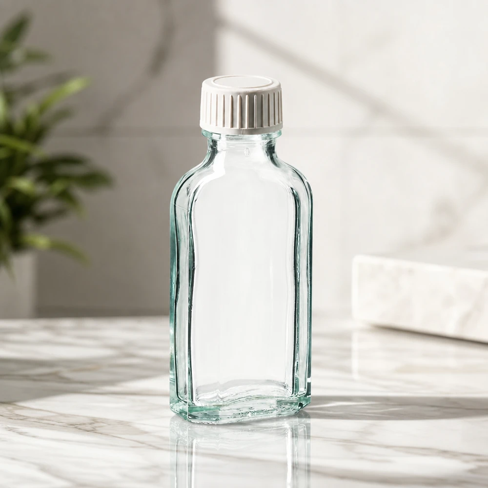 50 ml Meplat klar Schraubverschluss mit PE-Schaumeinlage Meplat Flasche 50ml für ätherische Öle klar versiegelt mit PE-Schaumeinlage