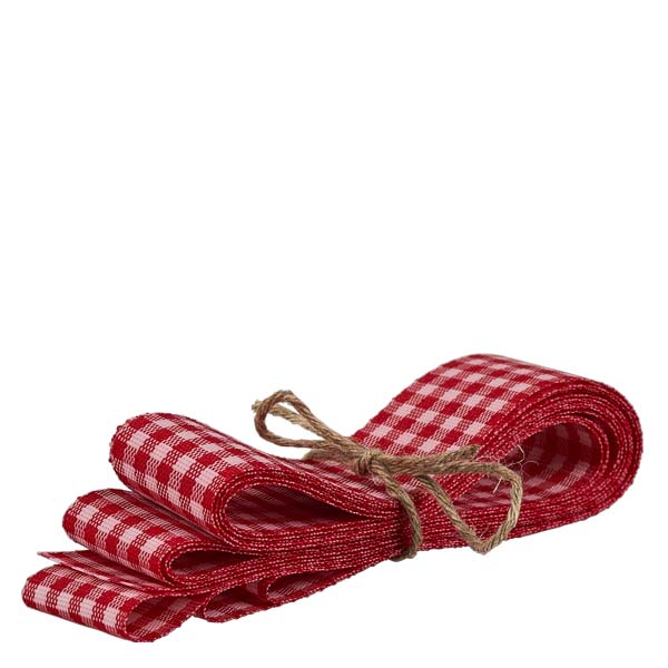 WECK-Mini-Sturzglas 140ml komplett mit Honiglöffel Rot-weiß karierte Schleifenband-Rolle aus Stoff für WECK-Gläser Dekoration, natürliche Jute-Kordel gebunden