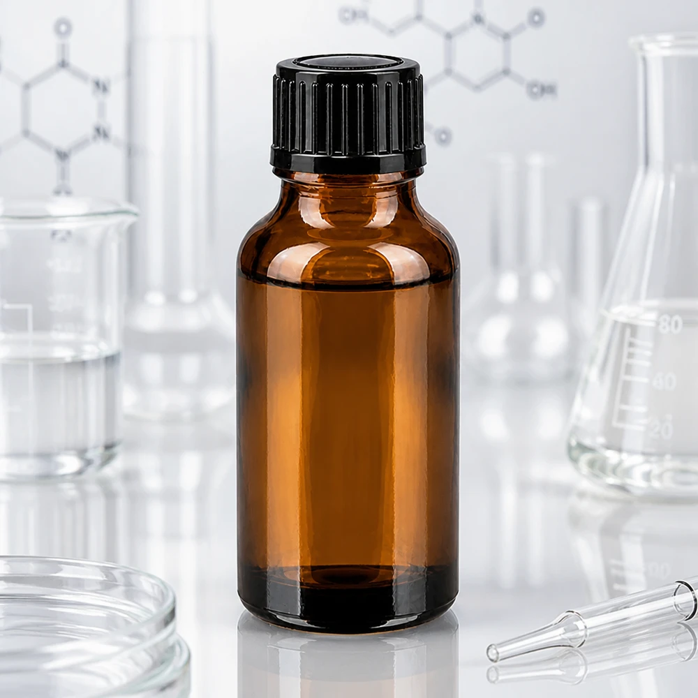 Apothekenflasche braun 20ml Tropfverschluss 1mm schwarz Standard Lichtschutz-Tropfflasche 20ml aus Braunglas mit schwarzem Verschluss für medizinische Anwendungen