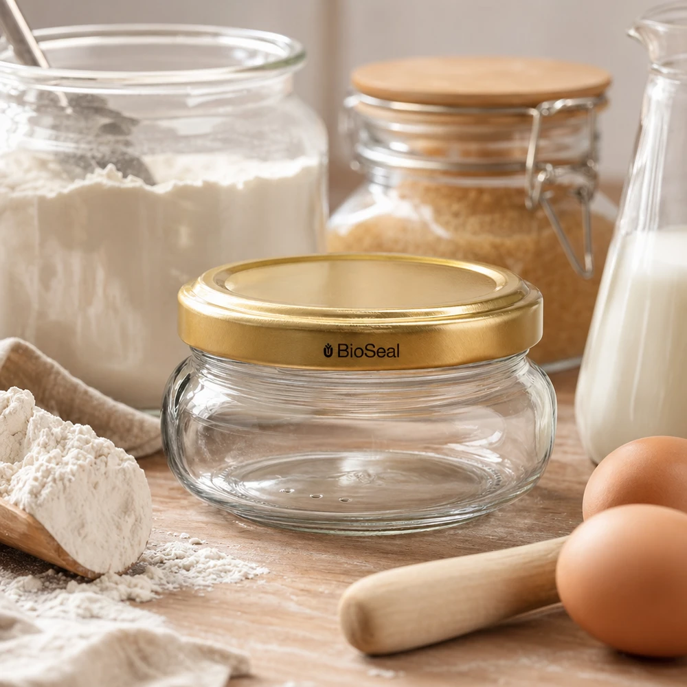 120ml Terrinenglas mit BioSeal Deckel gold UNiTWIST 120ml Terrinenglas mit BioSeal Deckel gold UNiTWIST