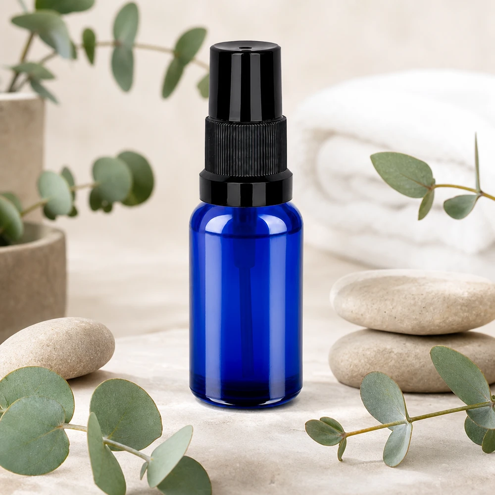 Premium 20ml Sprühflasche UT18/20 mit mattschwarzer Kappe und professionellem Zerstäubersystem
