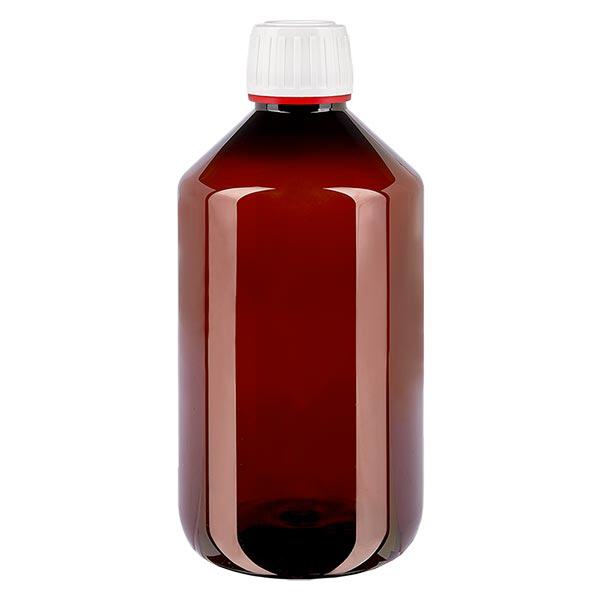 PET Flasche 500ml mit weißem Originalitätsverschluss fein geriffelt