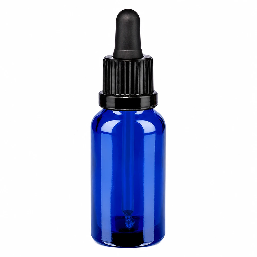 Kompakte 20ml Pipettenflasche blau schwarz - professionelle Qualität für Labor und Apotheke