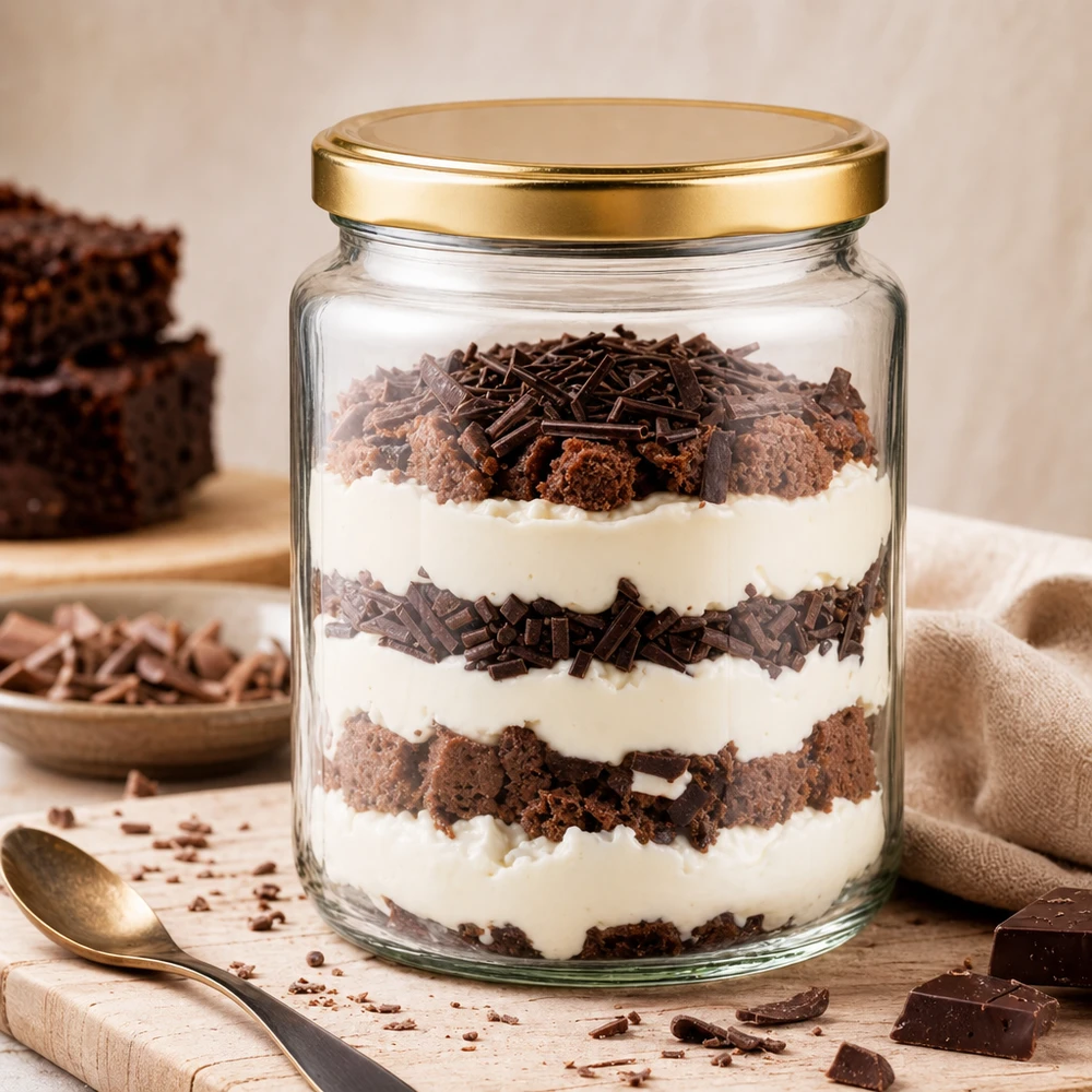 450g Honigglas mit goldenem Deckel BasicSeal UNiTWIST 450g Honigglas BasicSeal als Dessertglas für Tiramisu Schichtdessert mit goldenem Deckel kreative Küchennutzung