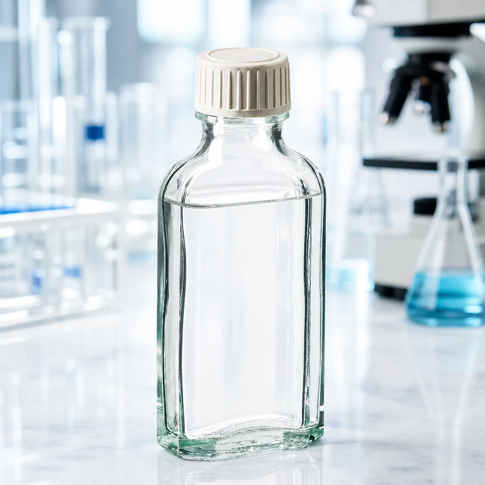 Meplat Flasche 50ml Klarglas mit weißem Schraubdeckel und dichter PE-Einlage