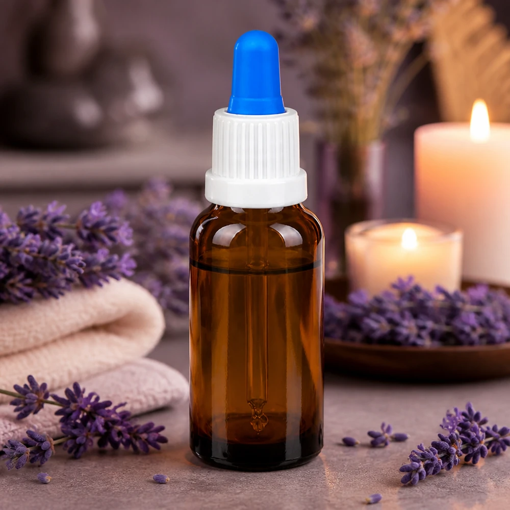 20ml Pipettenflasche weiß/blau Originalitätsverschluss BrownLine UT18/20 20ml Apotheker-Flasche aus Braunglas mit Pipette ideal für DIY-Kosmetik und Tinkturen