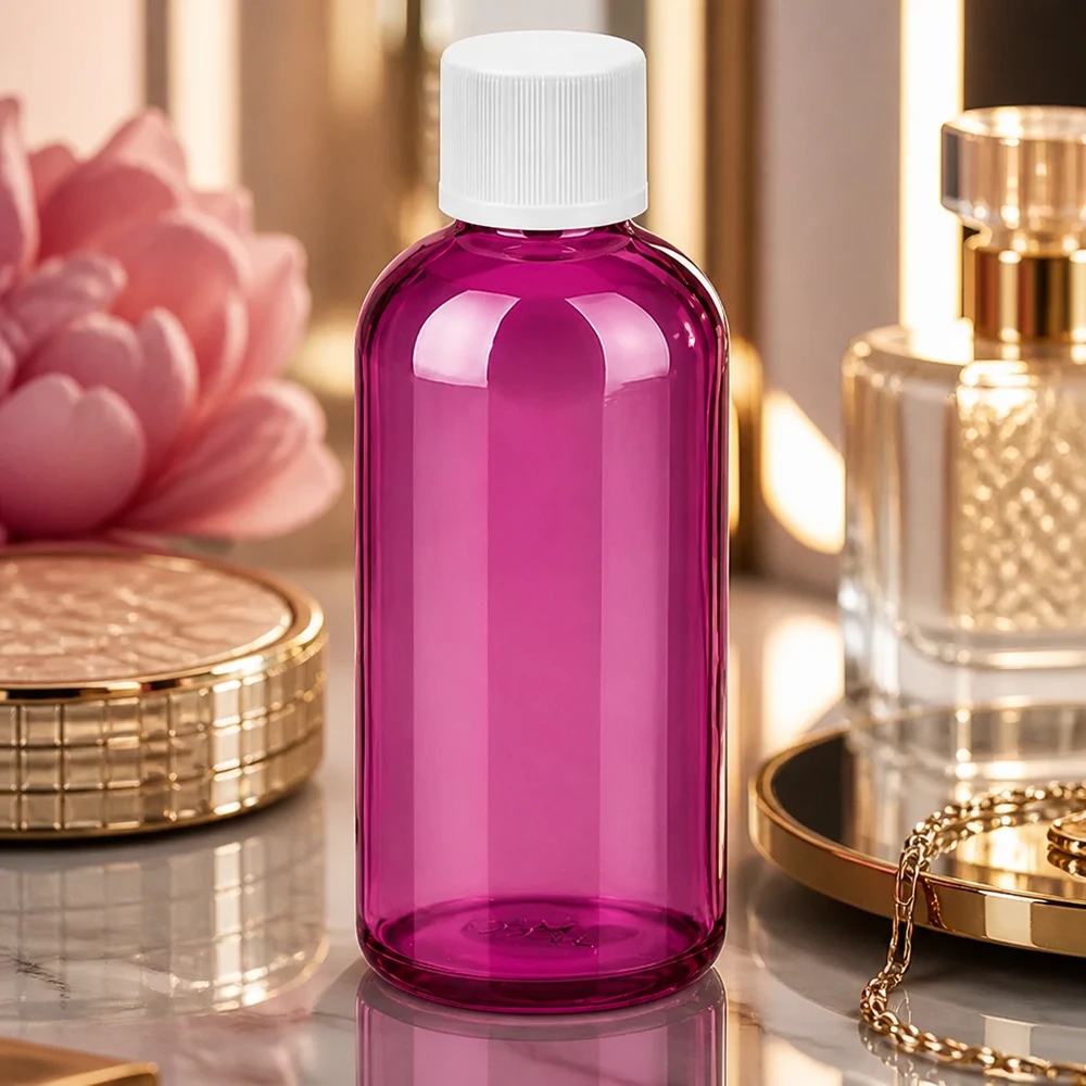 Stilvolle purple Kosmetikflasche 100ml mit standardisiertem UT18 Verschluss für Beauty-Routine