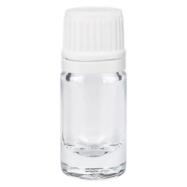 Apothekenflasche klar 5ml Tropfverschluss 1.2mm weiß Originalitätsverschluss Apothekenflasche klar 5ml Tropfverschluss 1.2mm weiß Originalitätsverschluss