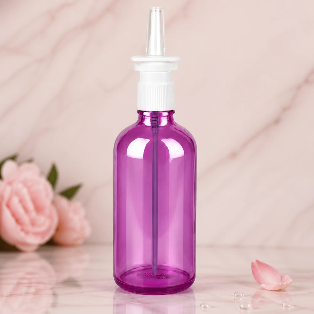 100ml Nasensprayflasche weiß/transparent Standard PurpleLine UT18/100 Pharmazeutische 100ml Flasche in Violett mit professionellem Sprühsystem für Nasen und Rachenraum
