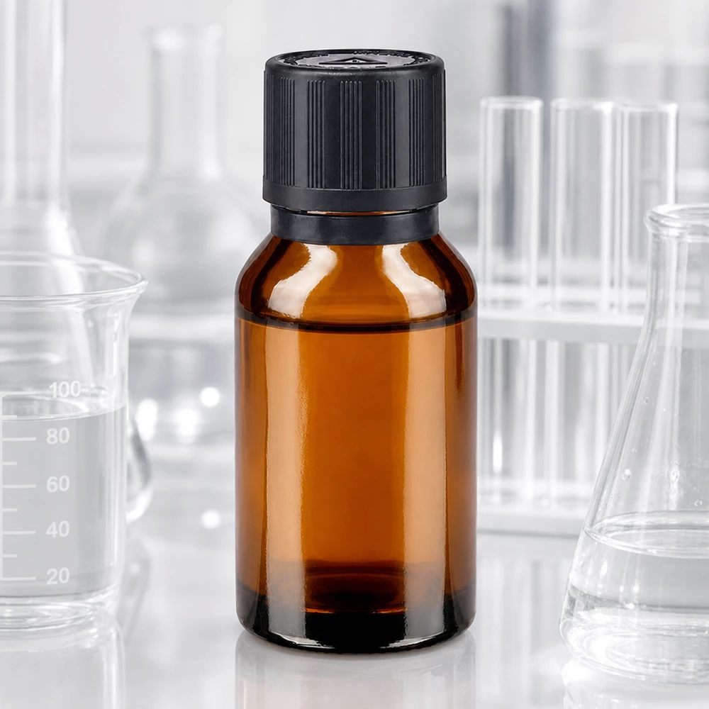 Kompakte Braunglasflasche 15ml mit Kindersicherungsverschluss und feinem 1mm Tropfeinsatz