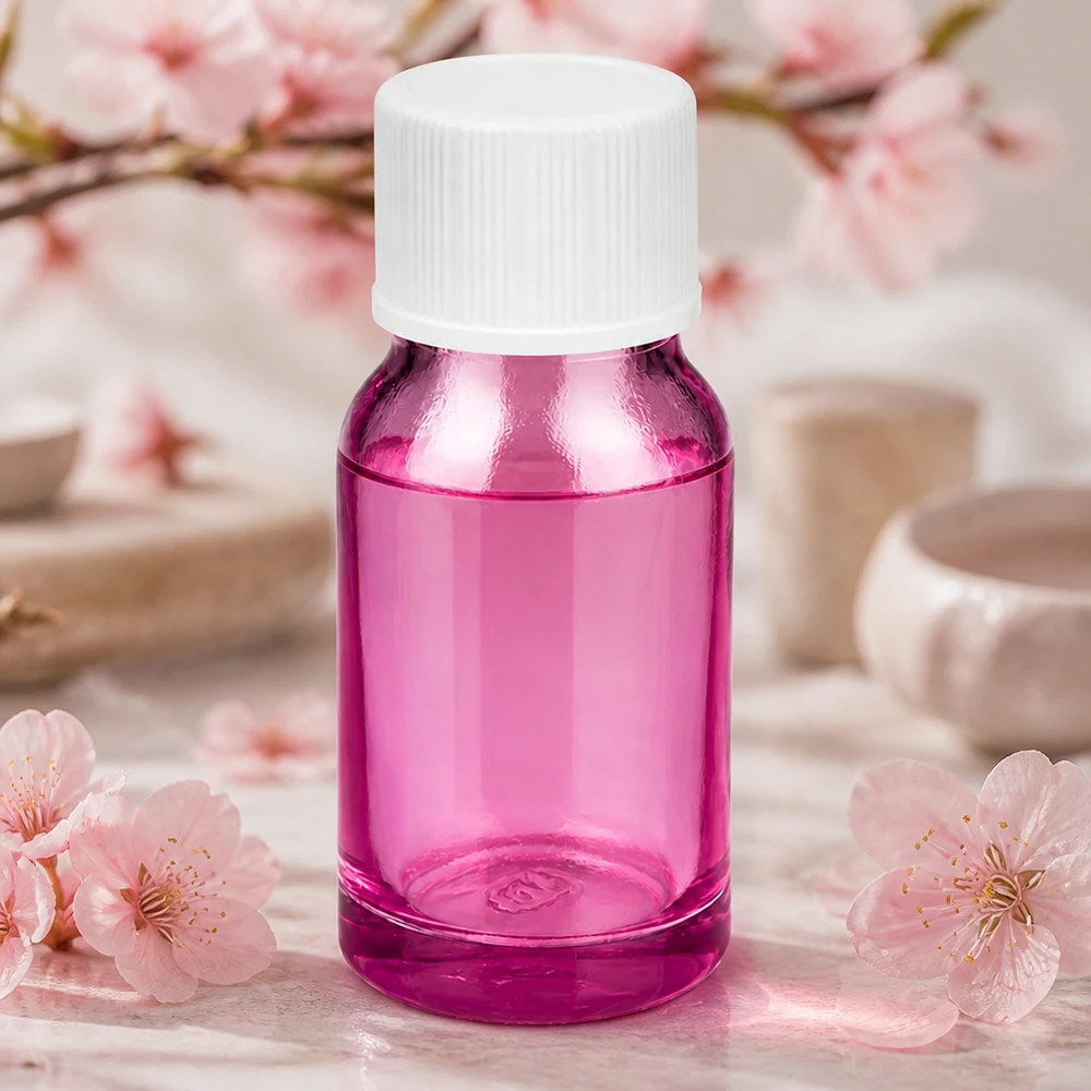 Dekorative 10ml Flasche in violett mit weißem Schraubdeckel für Blütenwasser und Essenzen