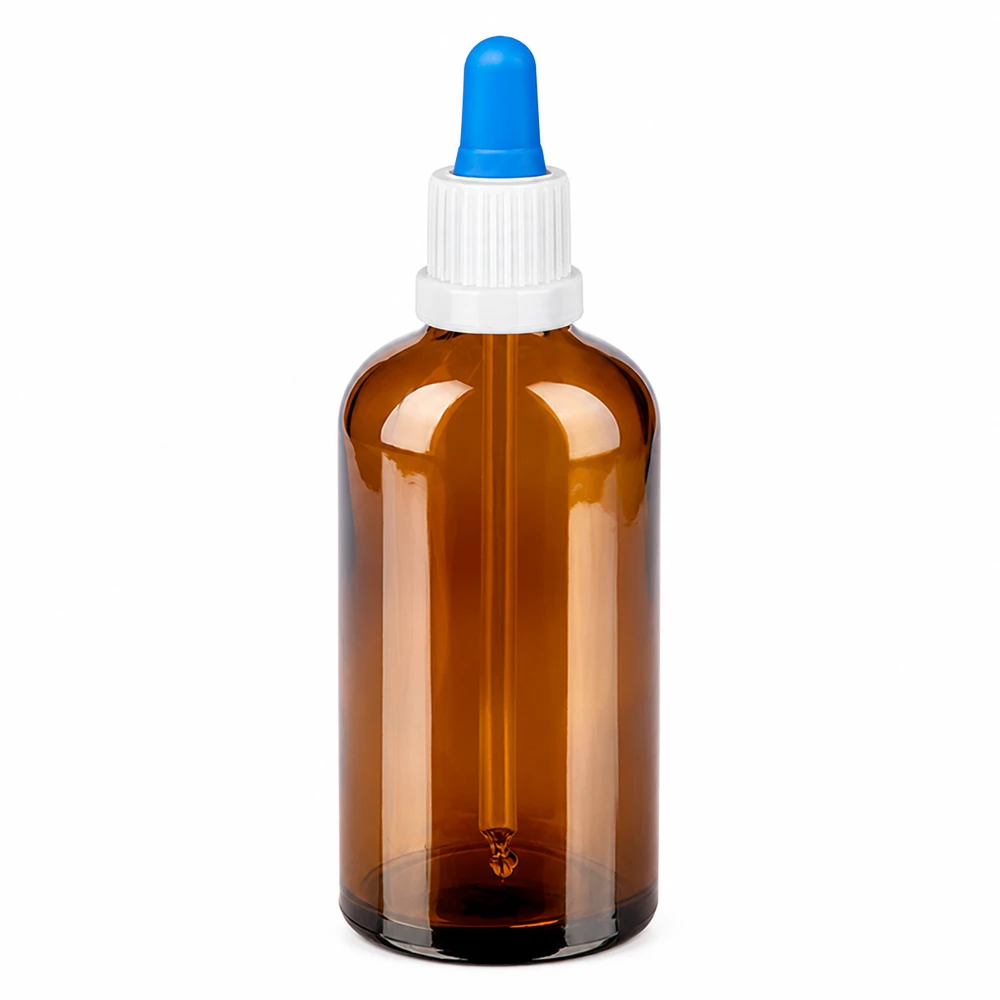 UV-Schutz Glasflasche mit Pipette 100ml bernsteinfarben für lichtempfindliche Substanzen