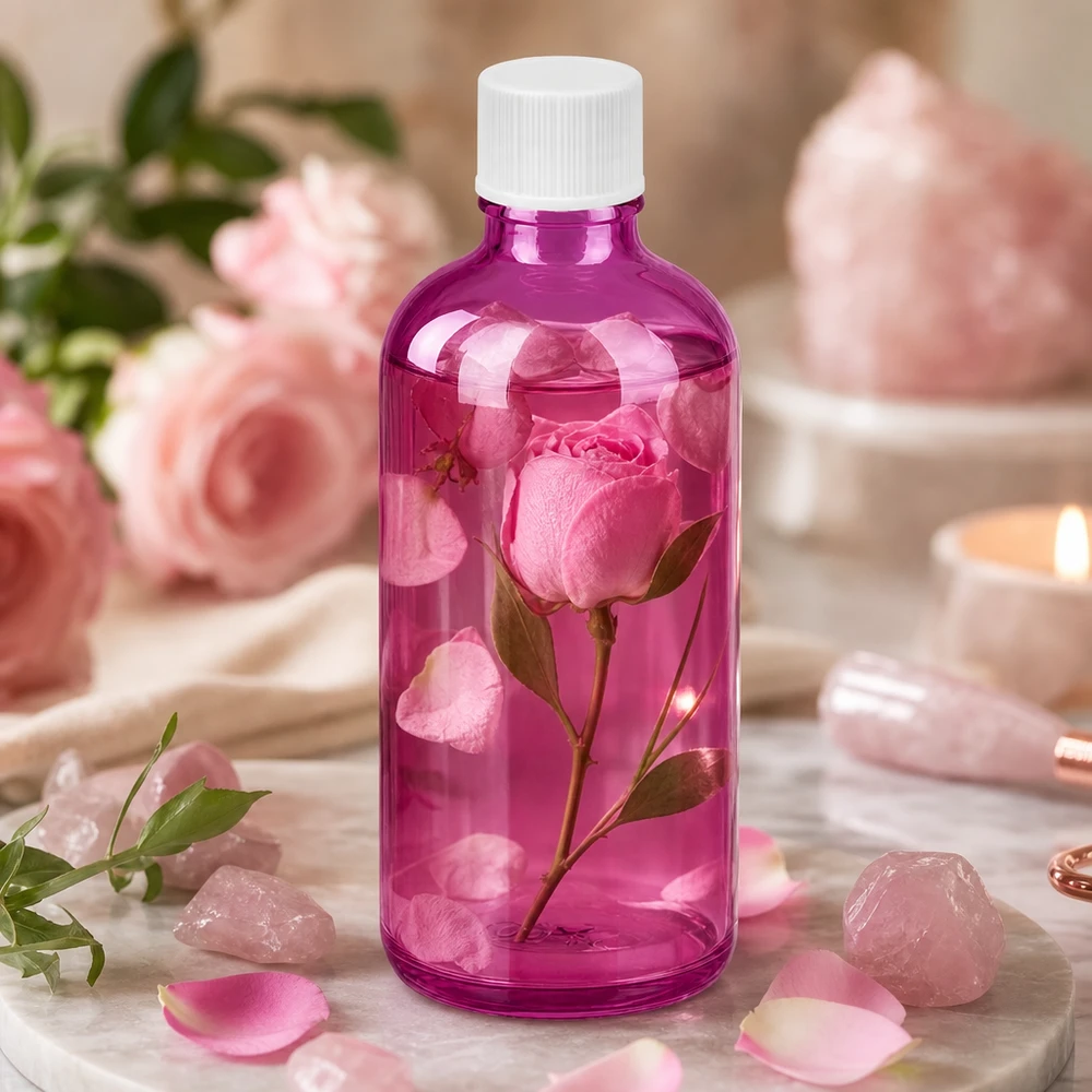 Vielseitige 100ml Glasflasche violett mit Standard Gewinde für Aromatherapie und Wellness