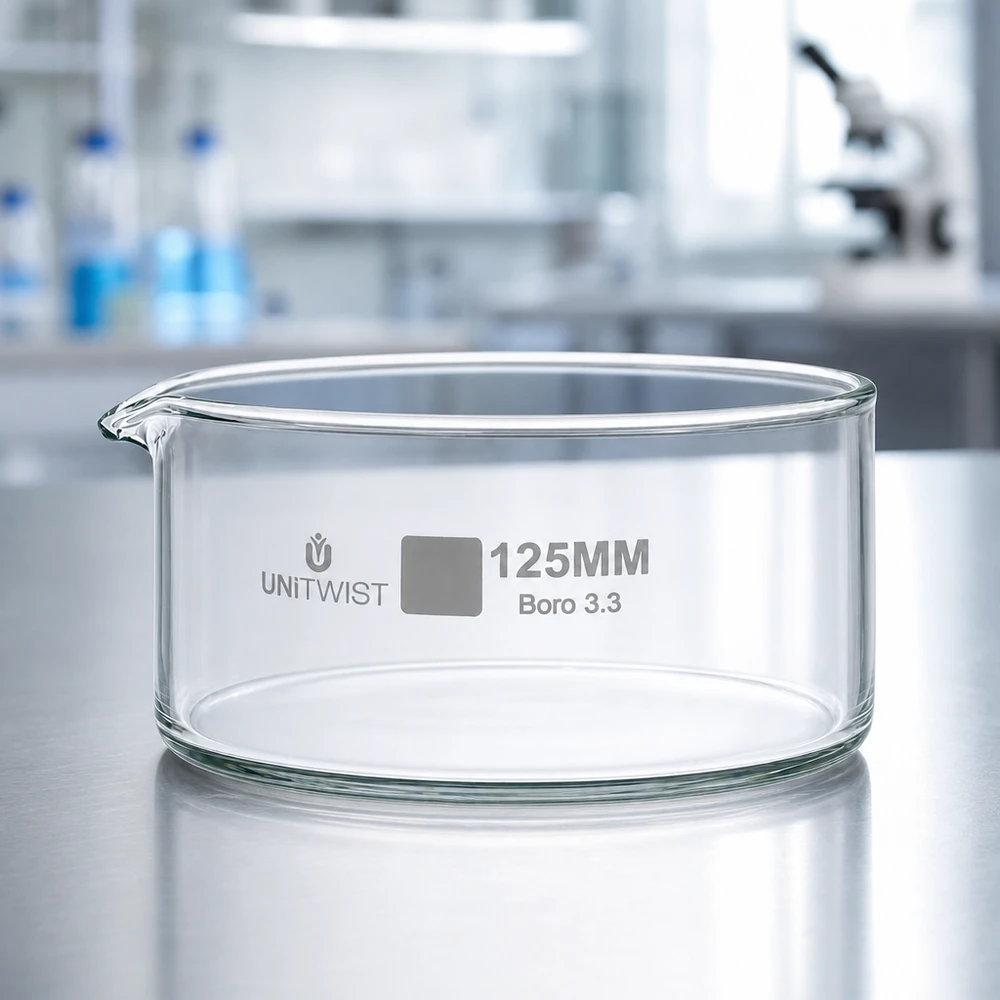 Kristallisierschale ø125mm Borosilikatglas UNiTWIST Kristallisierschale 125mm UNiTWIST weithalsige Schale aus klarem chemikalienbeständigem Glas