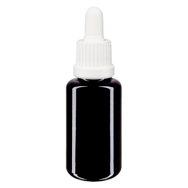 Apothekenflasche violett 20ml Pipette weiß Originalitätsverschluss Apothekenflasche violett 20ml Pipette weiß Originalitätsverschluss