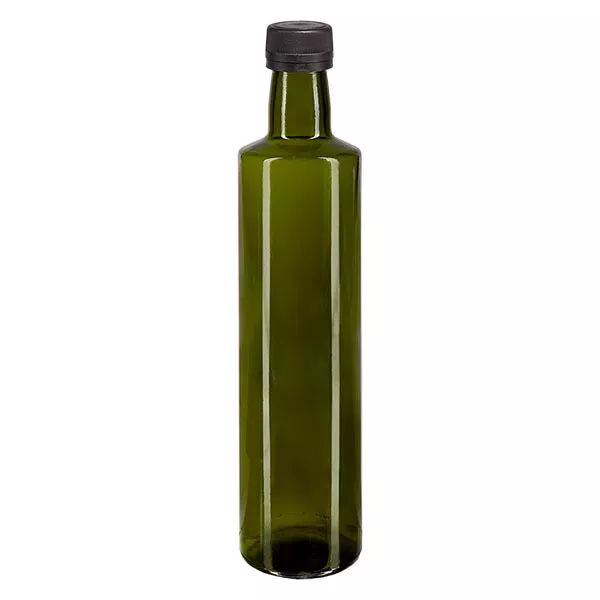 500ml Schraubflasche rund olivgrün mit schwarz Verschluss