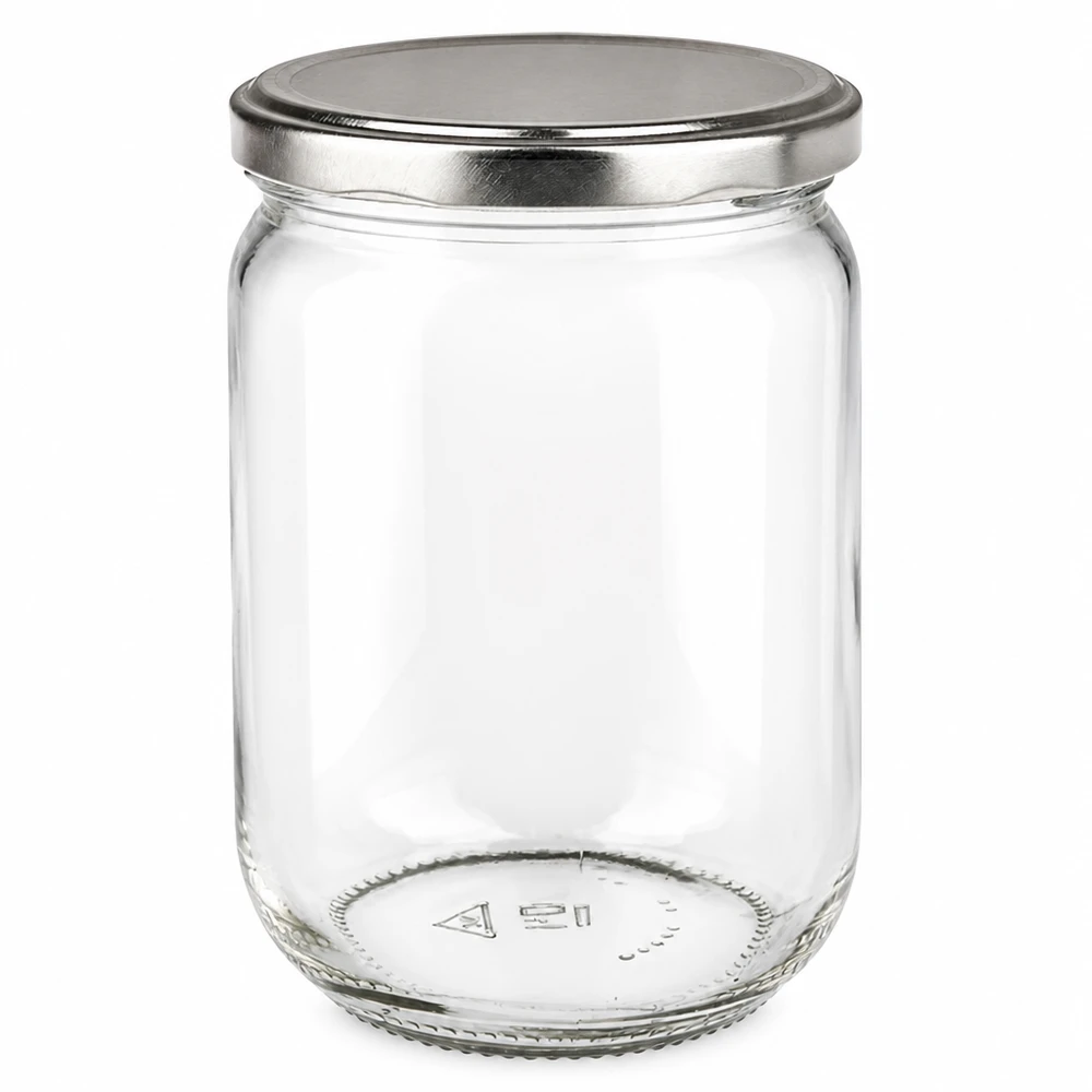 Klares Vorratsglas 555ml mit silber BasicSeal Deckel ideal zum Einkochen